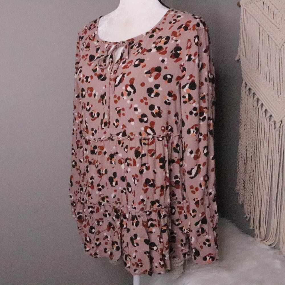 BeachLunchLounge | Long Sleeve Flowy Leopard Print Top Small